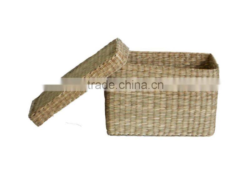 Cute seagrass box with lid, natural seagrass basket with very very cheap price
