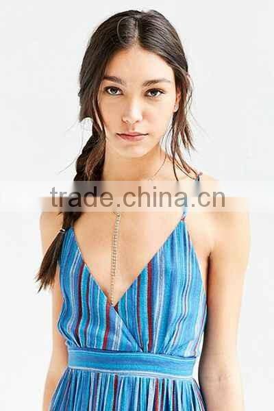 Fashion design American style stripy with spaghetti strap COLORFUL design casual dress