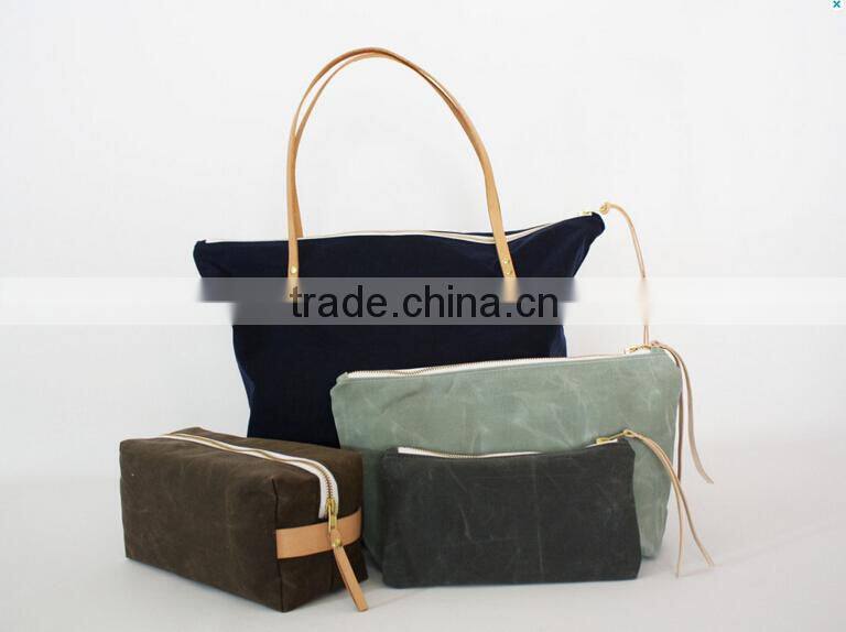 personalized and high quality waxed canvas cosmetic bag, cosmetic pouches , cosmetic and toiletry storage bags
