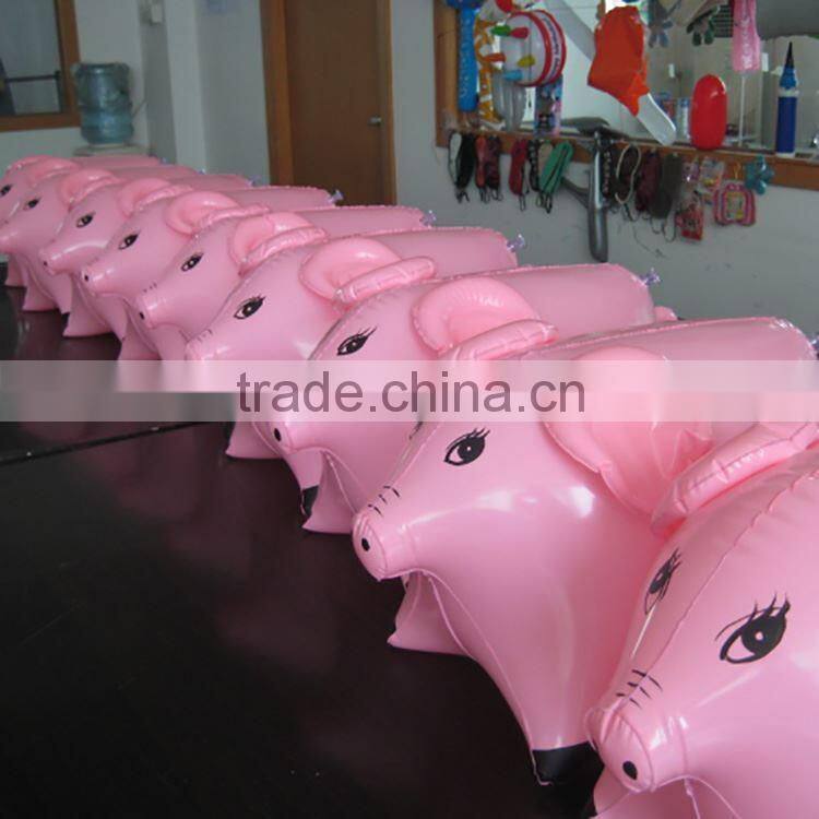 plastic animal toy pink piggy for fun, inflatable pig toy for pool