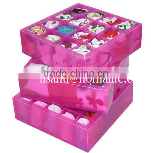 Decorative stackable bra storage basket for socks