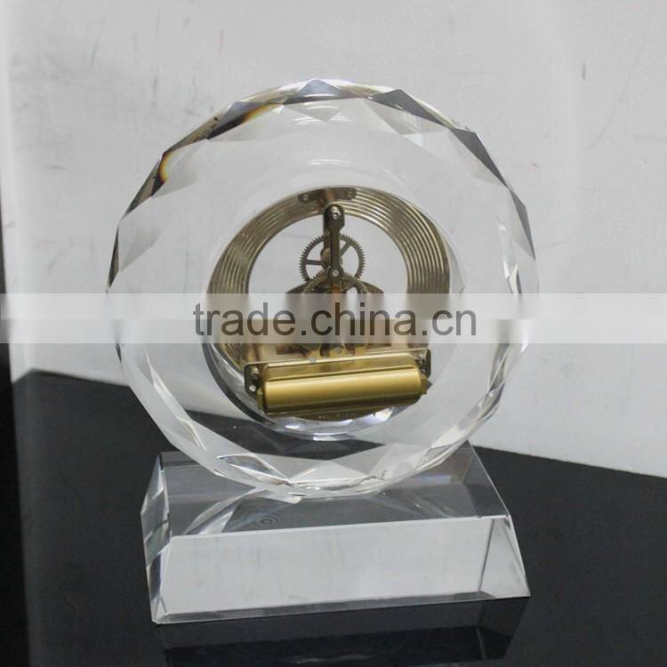 2016 polish clear crystal glass alarm desktop clock