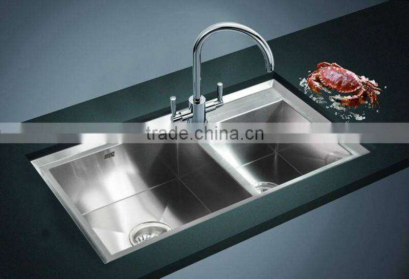 8045A cupc sus304 handmade hypotenuse series square corner series duoble sinks