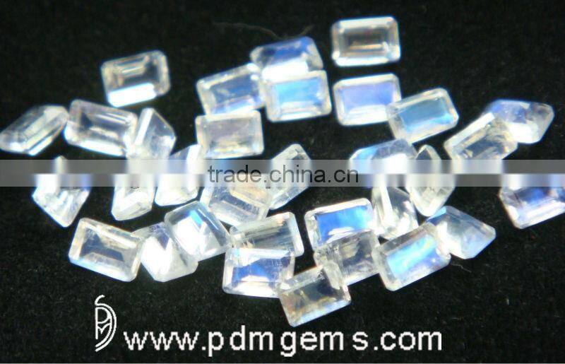 Natural Rainbow Moonstone Octagon Lot Cut For Silver Earring