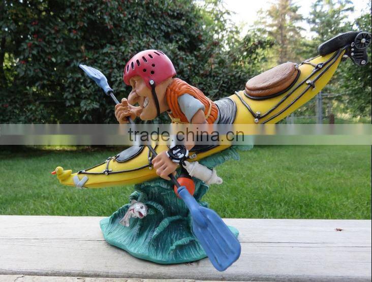 Kayak river rafting collectible 12 inch poly-resin figurine by Warren Stratford