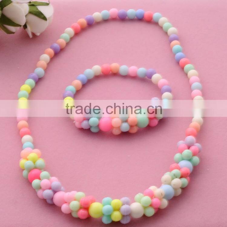 >>2016 New nice gift for children baby girl kids candy color jewelry set fashion beaded necklace bracelet&