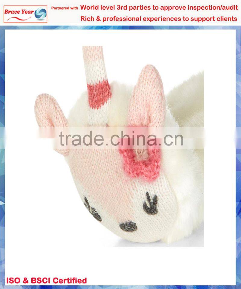 With 3D ears and flowers plush animal earmuffs,fashion cute cheap earmuffs,thermal earmuffs