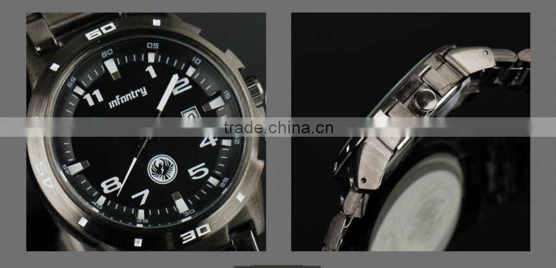 INFANTRY 2015 Men's Black Stainless Steel Cheap Military Watch