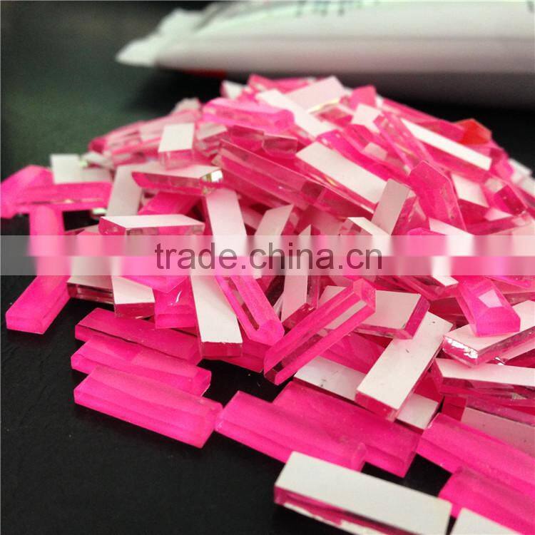 new arrival beautiful honey rose color rectangle shape glass cut decorative stone