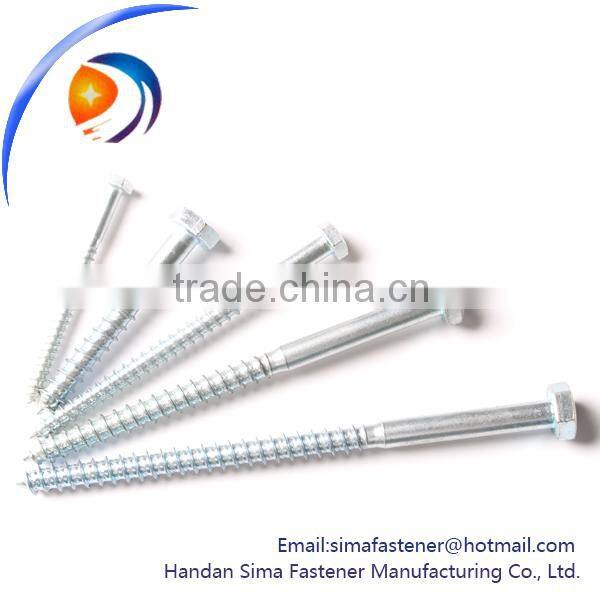 Zinc palted DIN571 hexagon head wood screw coach screw
