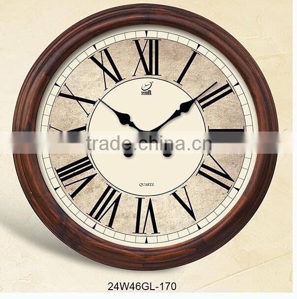 2016 Antique wooden vintage shabby design wall clock (18W05GL-235)