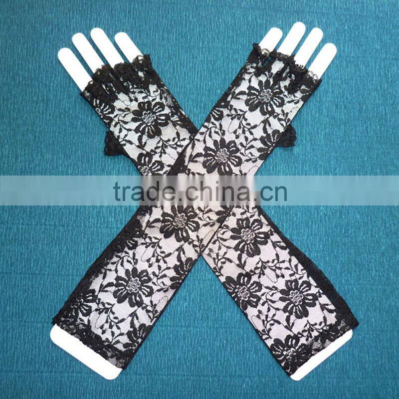 Arm Length Purple Long Satin Gloves