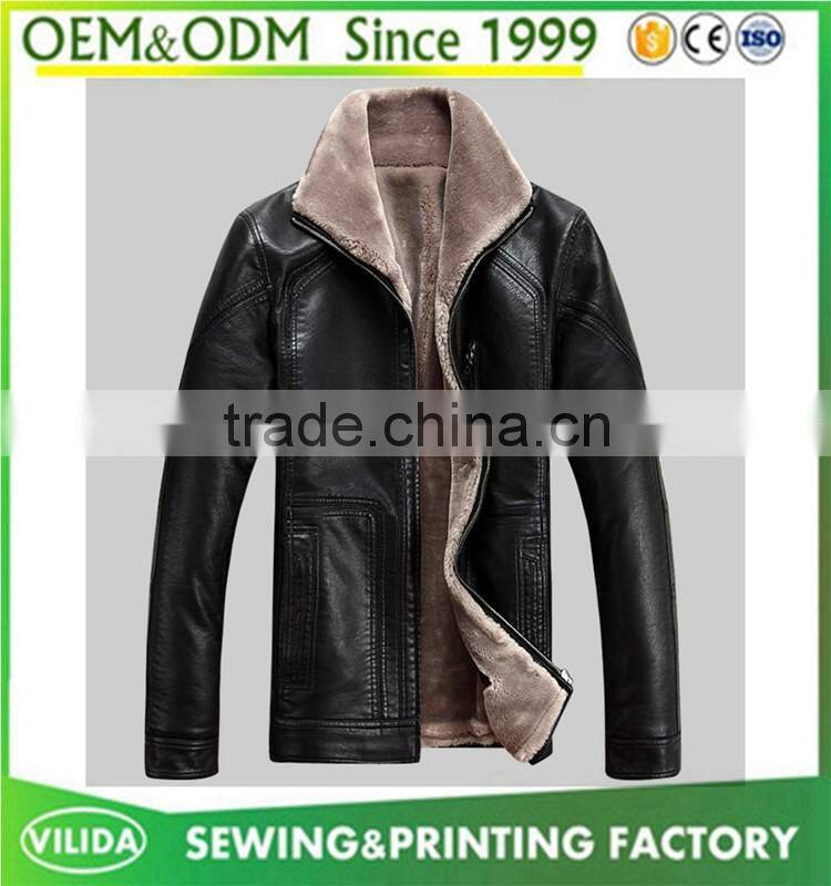Guangzhou VILIDA custom artificial leather jacket new design men's zipper PU leather jacket