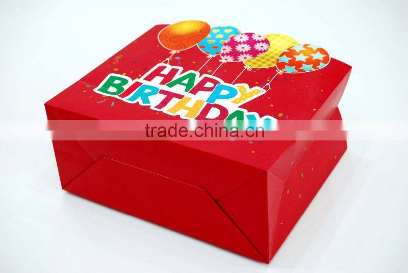 new popular fancy stock birthday paper bag with ribbon bow tie supplier and manufacture