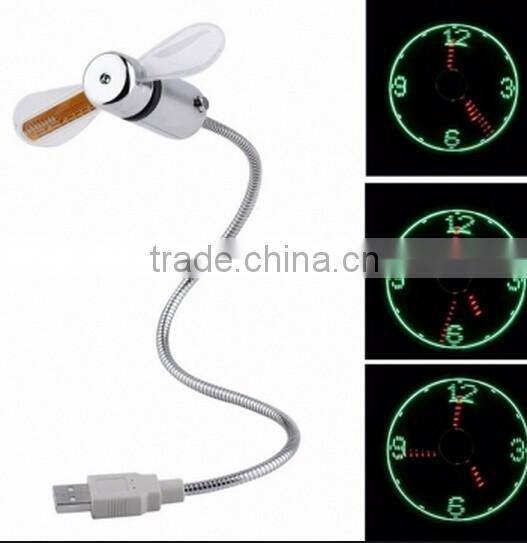 USB LED Clock Fan / Fan Clock with LED Light / led message usb fan