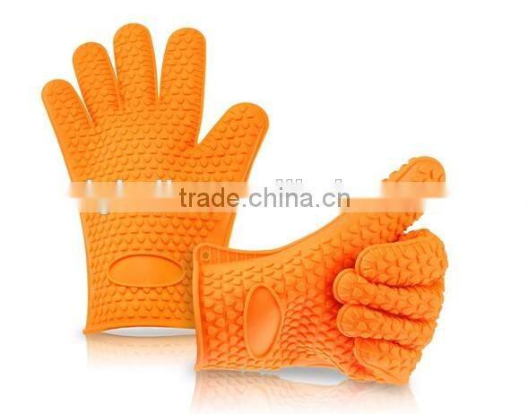 Silicone BBQ gloves BBQ grill mitt Heat Resistant Grilling oven glove (BSCI Factory)