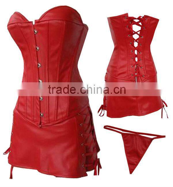coffee zipper front sexy women leather corset m1985