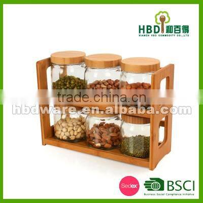 Hot selling glass jar set , glass canister set , food storage jar set
