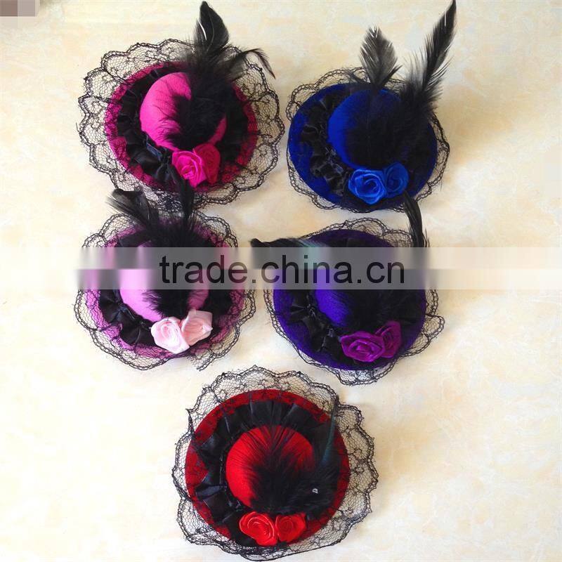Wholesale cheap baby girl hair decoration mini top hat clip