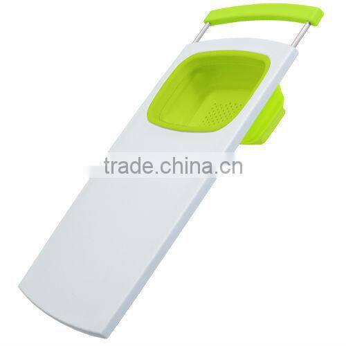 wooden cutting board with collapsible colander
