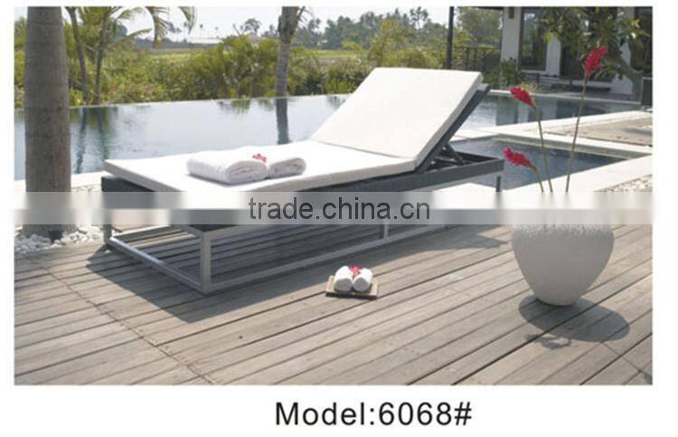 Yoshen outdoor sun lounger in rattan/wicker chaise lounger daybed stainless steel daybed