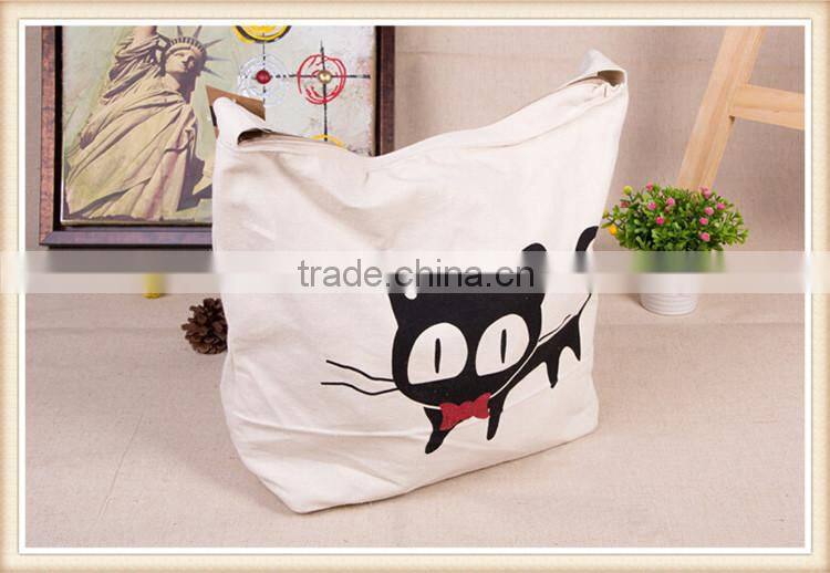 Cat pattern printing canvas tote bag