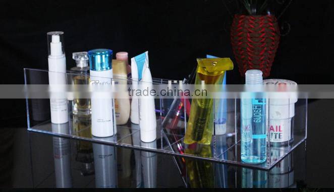 with grid acrylic cosmetic display organizer