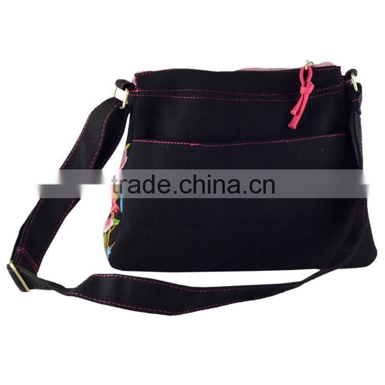 Embroidery shoulder bag/messenger bag canvas 2016 new peony flower shoulder bag women
