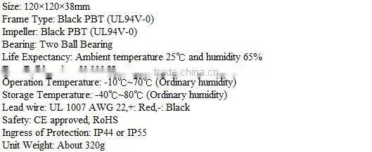 2015 new product high air flow EC 120*120*38mm fan with PWM/FG