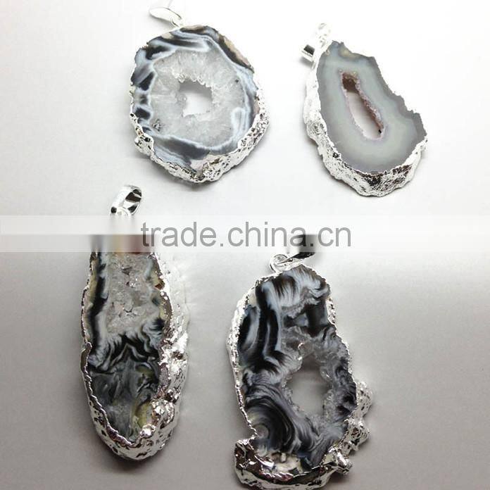 Natural agate slice pendant gemstone pendant