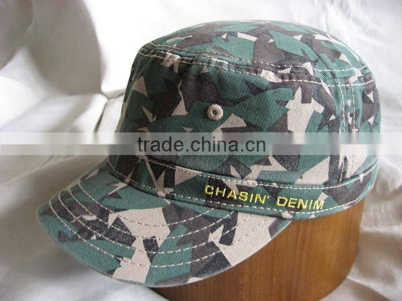 Wholesale Custom Camo Military Caps with Flat Embroidery