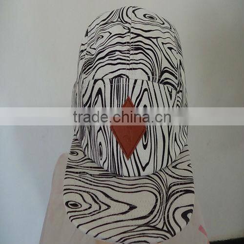 leather patch leather strap zebra 5 panel cotton hat