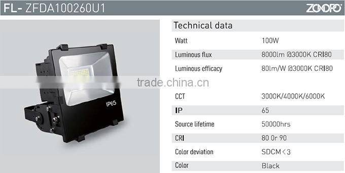 low price 100w high quality 80ra 80lm dob driver on board ip65 waterproof driverless flood light