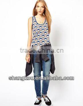 wholesale Fashion Design Summer Tank tops Women Long Line t shirt shkz55