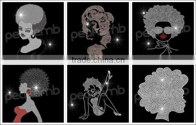 Wholesale Lady Hawks Hot Fix Rhinestone Applique For Garment