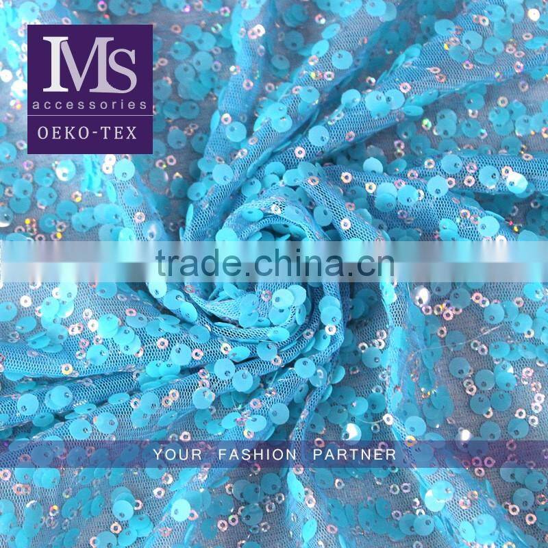 Trendy silver shiny sequins garment textile lace fabrics sequin cloth material fabric