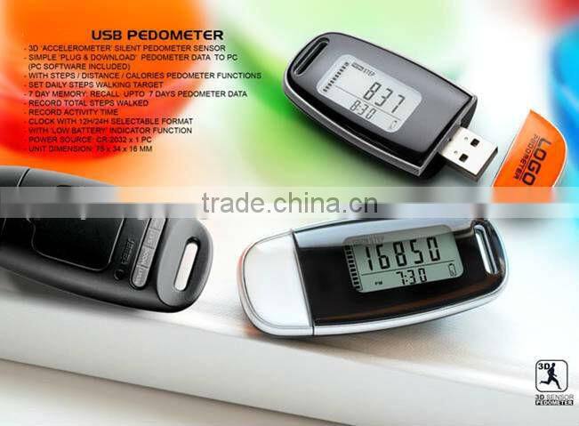 New 3D Sensor Tri-Axis Pocket Pedometer with usb computer connection Data Management Software
