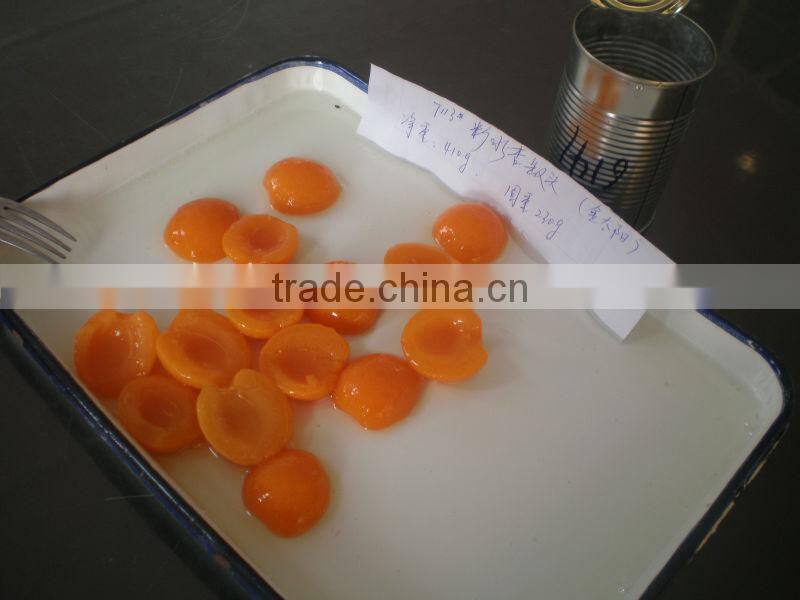 China Canned fruit in syrup, canned apricots halves/half in light syrup