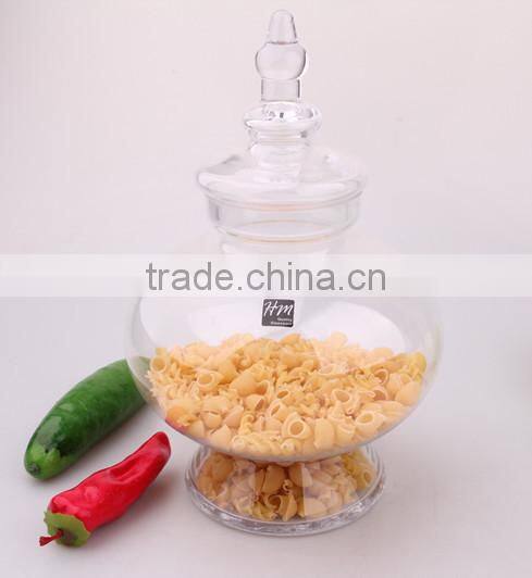 2014 new design blown glass canister with glass lid