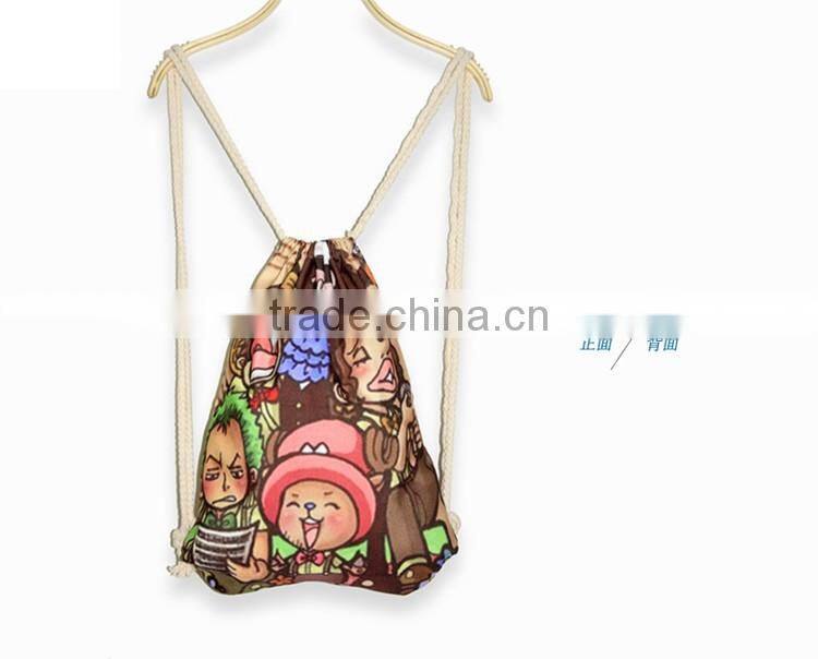 Promotional Canvas pattern printing drawstring backpack bag