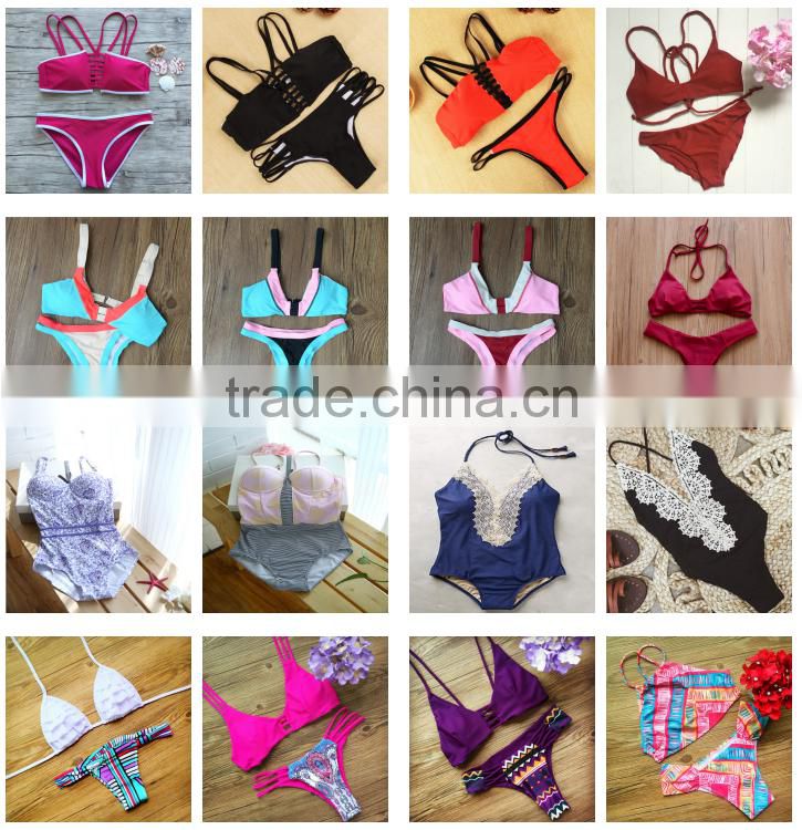 2017 Newest golden top black high waist swimwear girls BH134