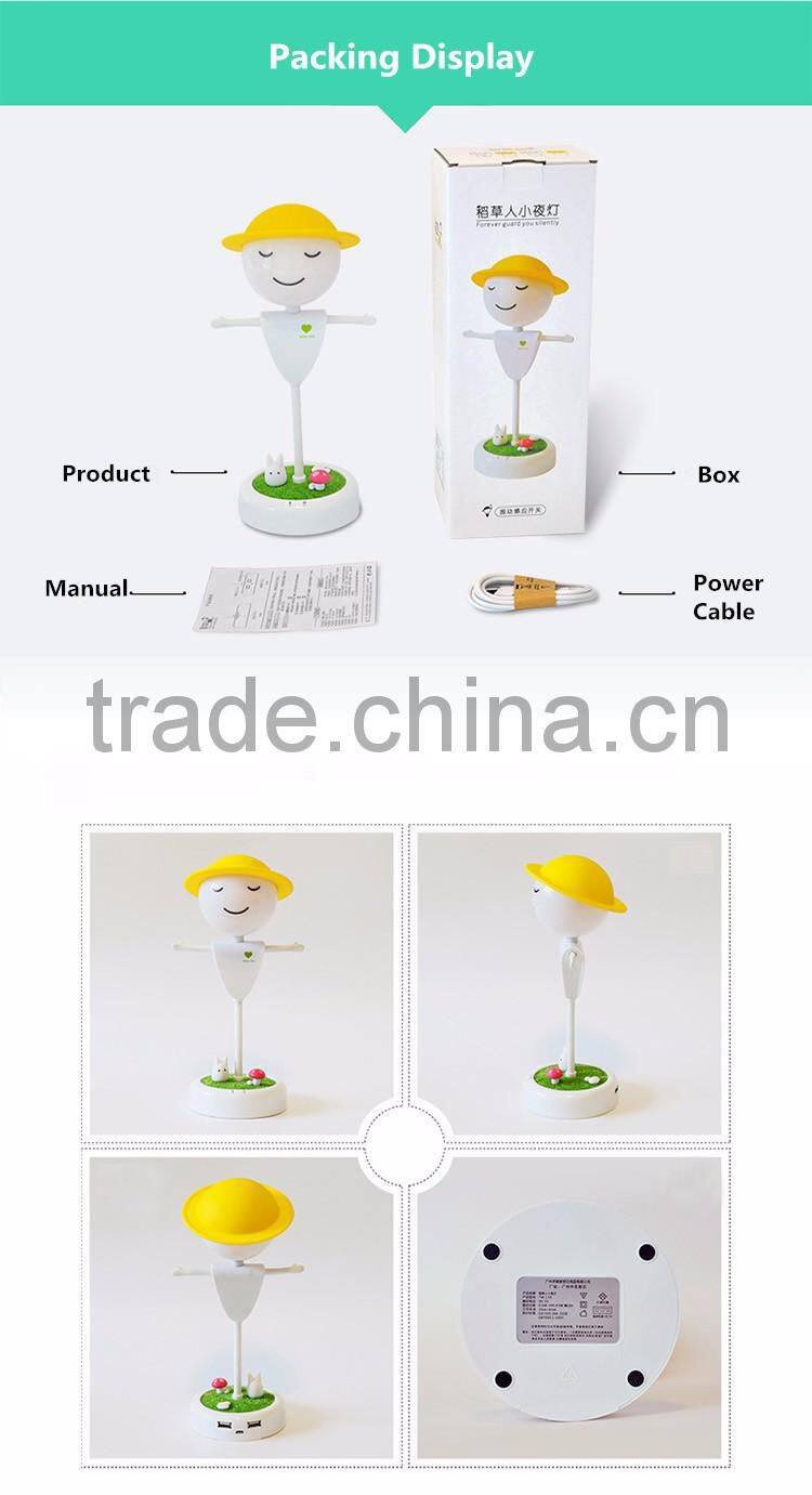 3D Scarecrow Kid's Night Light with Power Bank USB Rechargeable LED Table Lamp