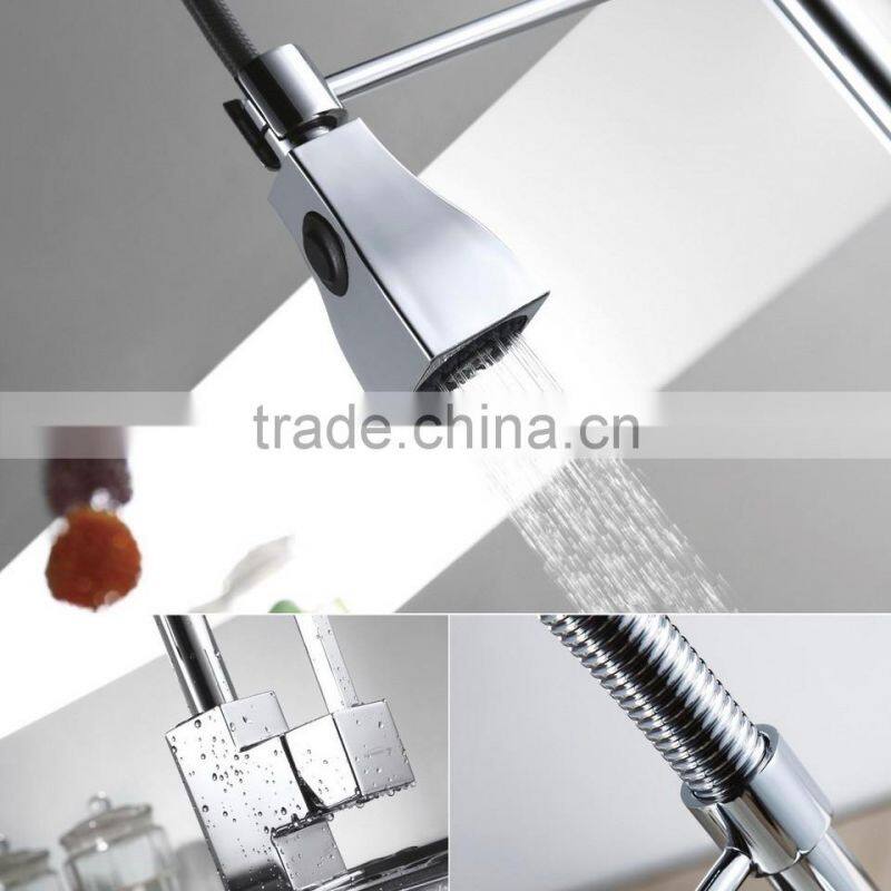 Classic Deck Mounted Single Hole Kitchen Pull Out Faucet Spring Spray Mixer Tap