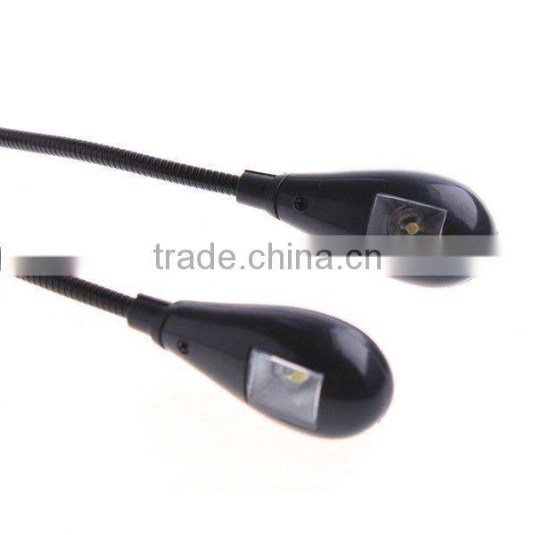 Clip on 2 Dual Arms 2 LED Flexible Book Music Stand Light Lamp Black