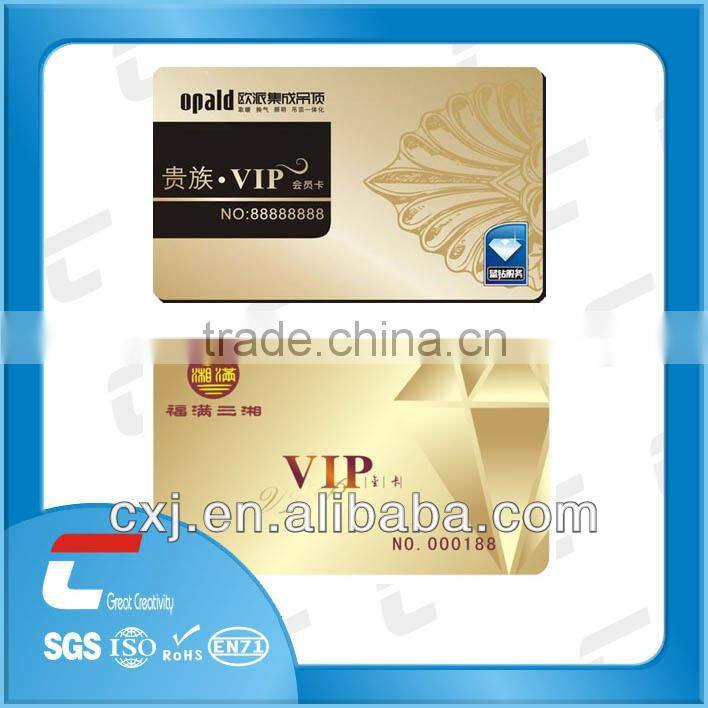 gold hot stamping glittering pvc card with flat number