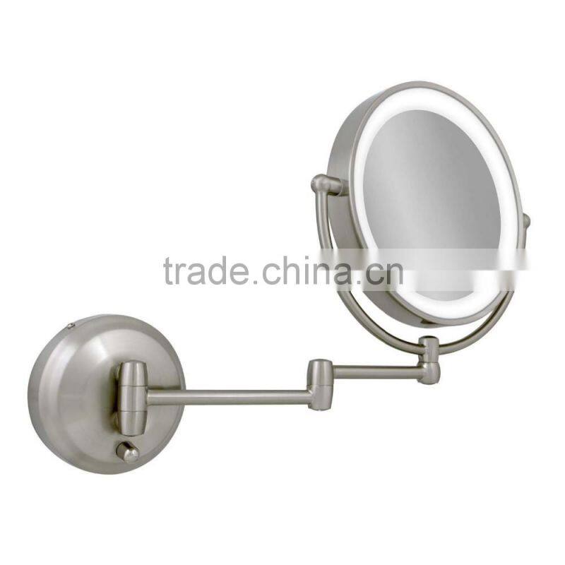 LED Wall Mount Mirror, Satin Nickel LED wall makeup mirror