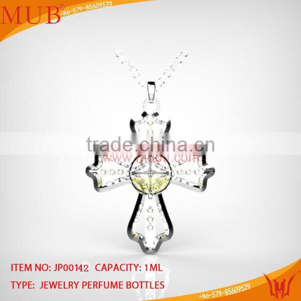 2014 Newest Design Beautiful Cross Shape Perfume Jewelry Necklace Pendant