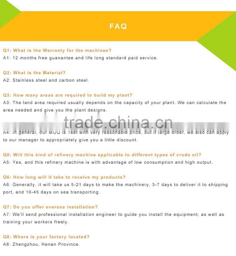Waste engine oil to diesel,used car oil distillation machinery