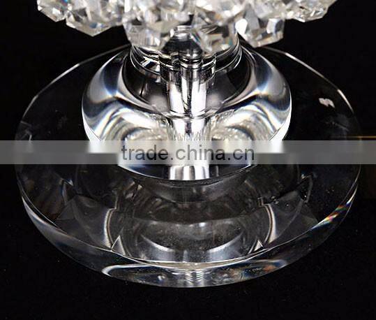 Modern home lamp crsytal ball design clear K9 crystal table lamp with white color lampshade