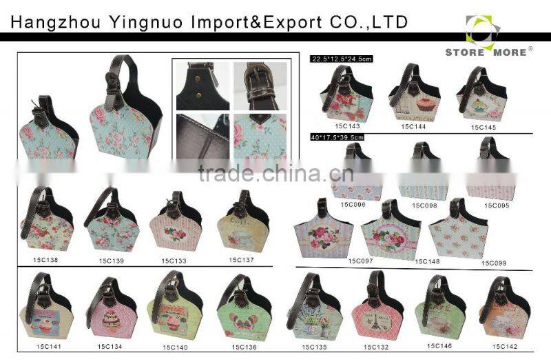 Eiffel Tower Printed Faux Leather trash can